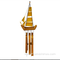 Wooden Outdoor Chimes with a Sailing Boat Design